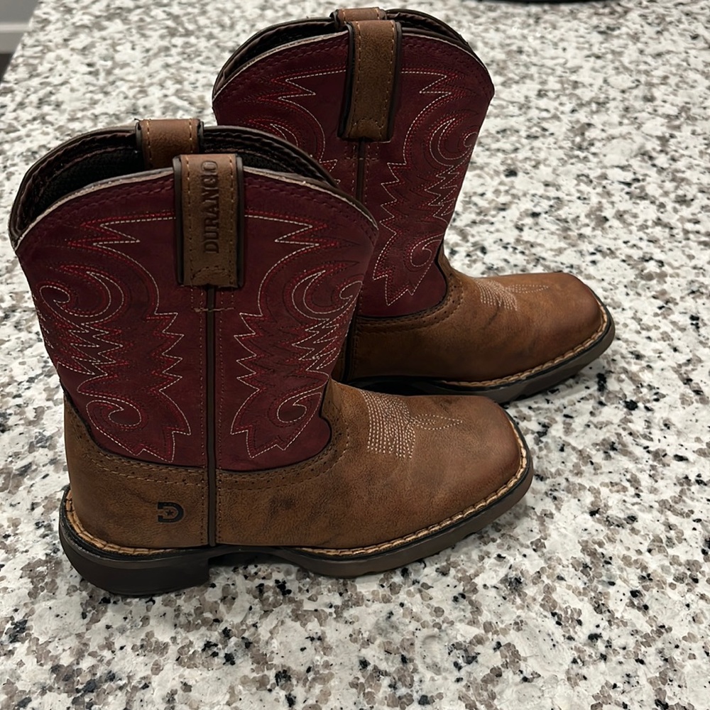 Durango Western Cowboy Boots Brown & Brick Red Embroidered Boot Shaft